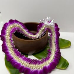 Wide purple Hawaiian orchid lei for graduation